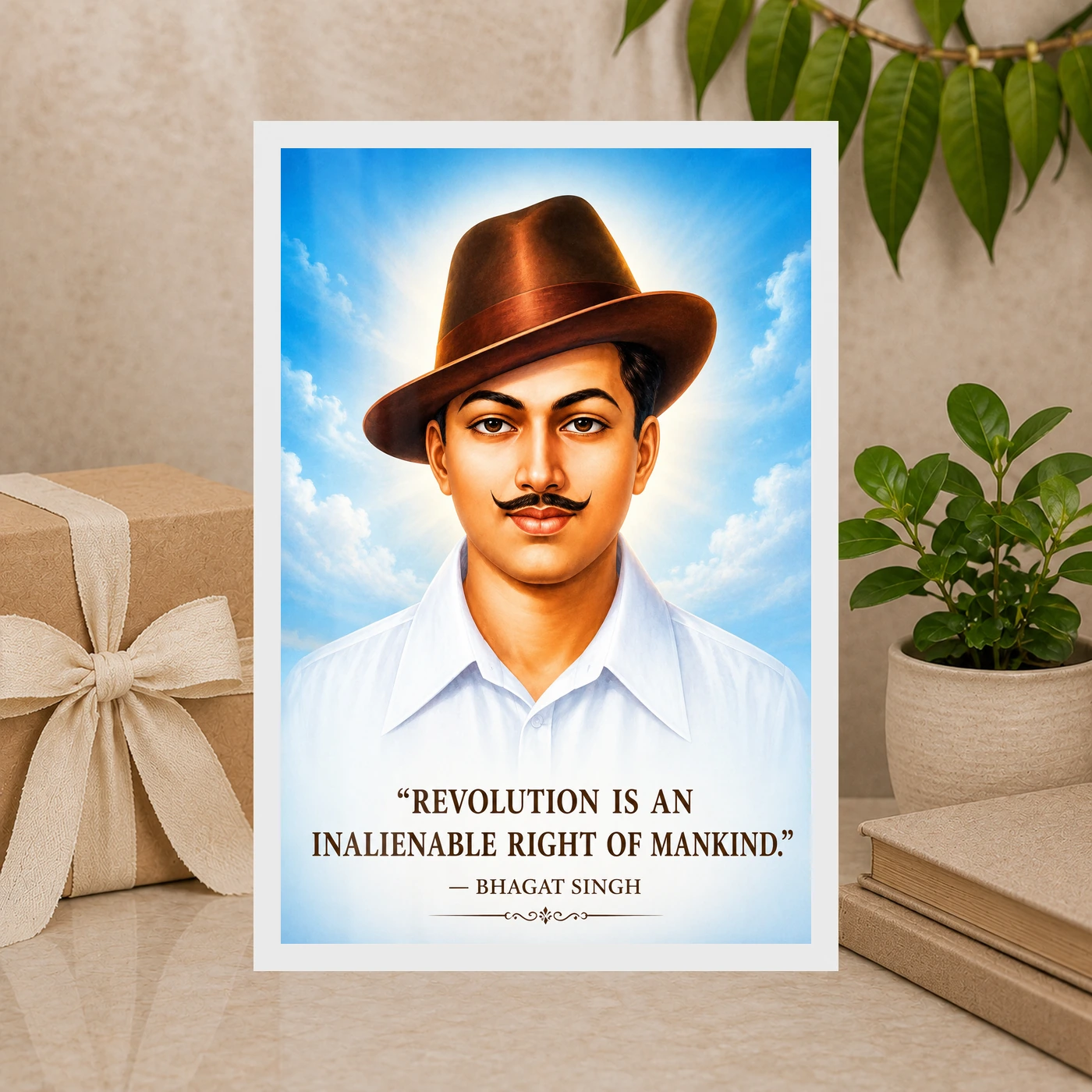 Bhagat Singh Revolution Is a Right Sky Blue Quote Photo Frame, view 10