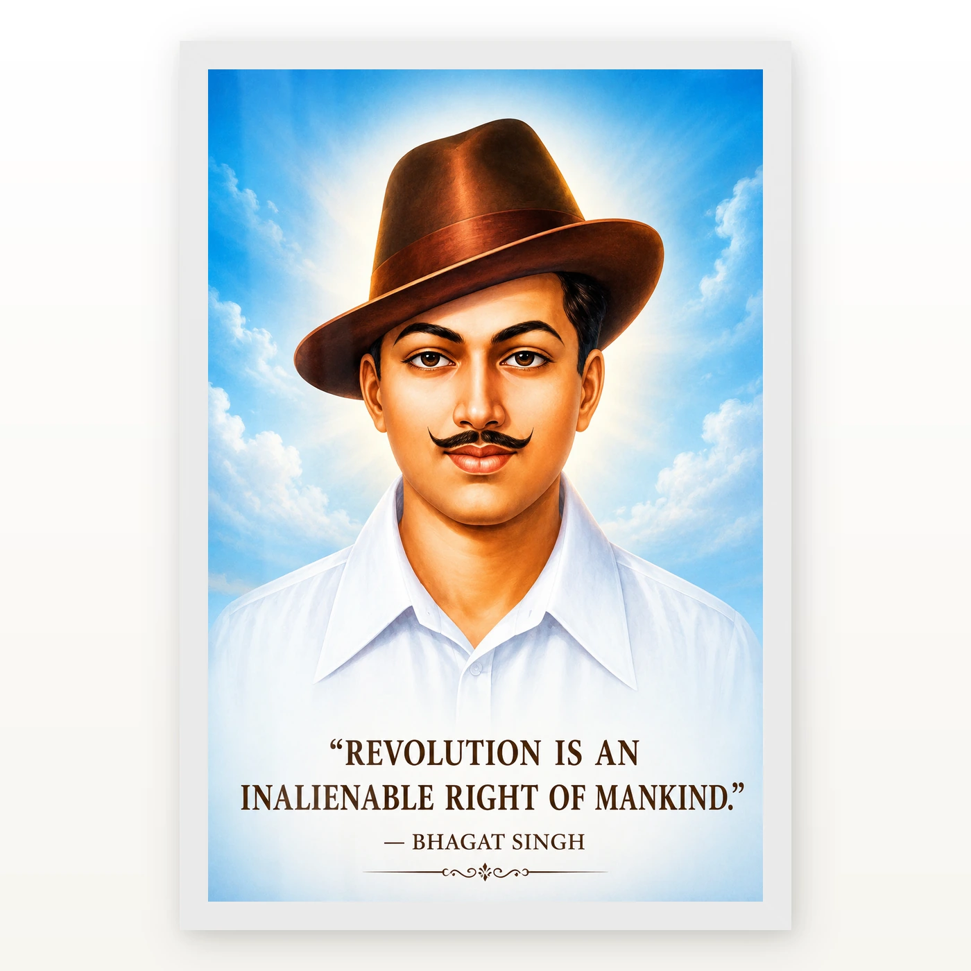 Bhagat Singh Revolution Is a Right Sky Blue Quote Photo Frame, view 2