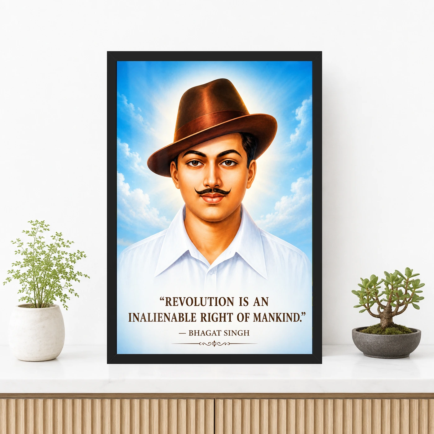 Bhagat Singh Revolution Is a Right Sky Blue Quote Photo Frame, view 3