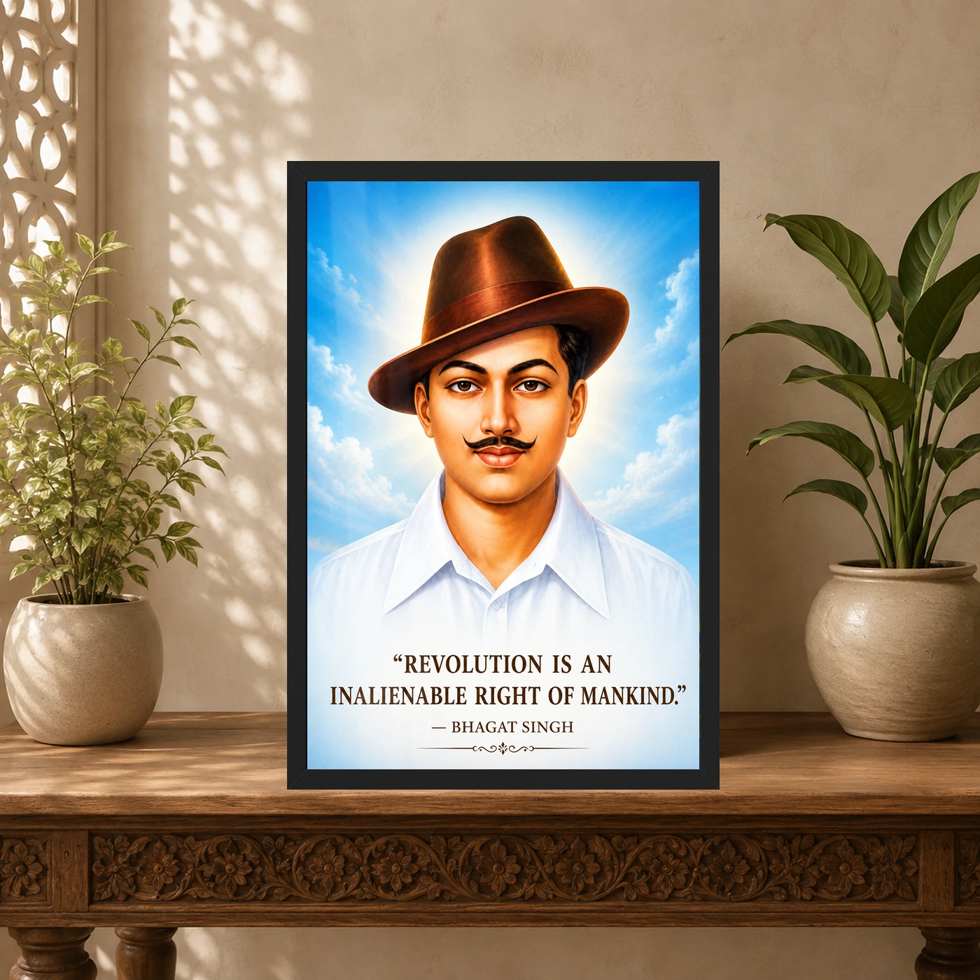 Bhagat Singh Revolution Is a Right Sky Blue Quote Photo Frame, view 5