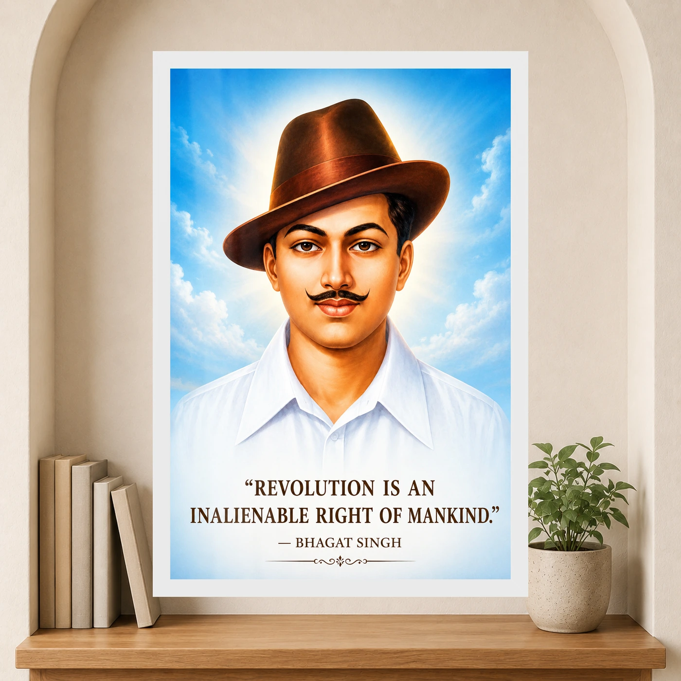 Bhagat Singh Revolution Is a Right Sky Blue Quote Photo Frame, view 6