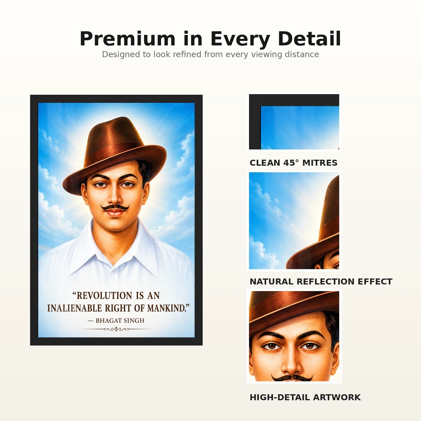 Bhagat Singh Revolution Is a Right Sky Blue Quote Photo Frame, view 9