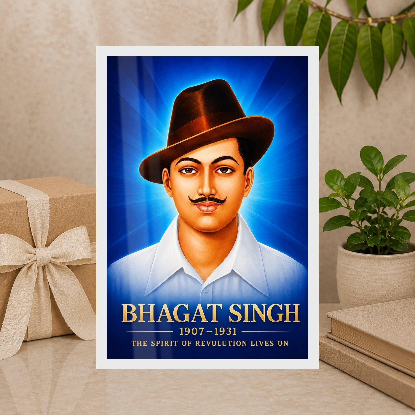 Bhagat Singh Spirit of Revolution Cobalt Portrait Photo Frame, view 10
