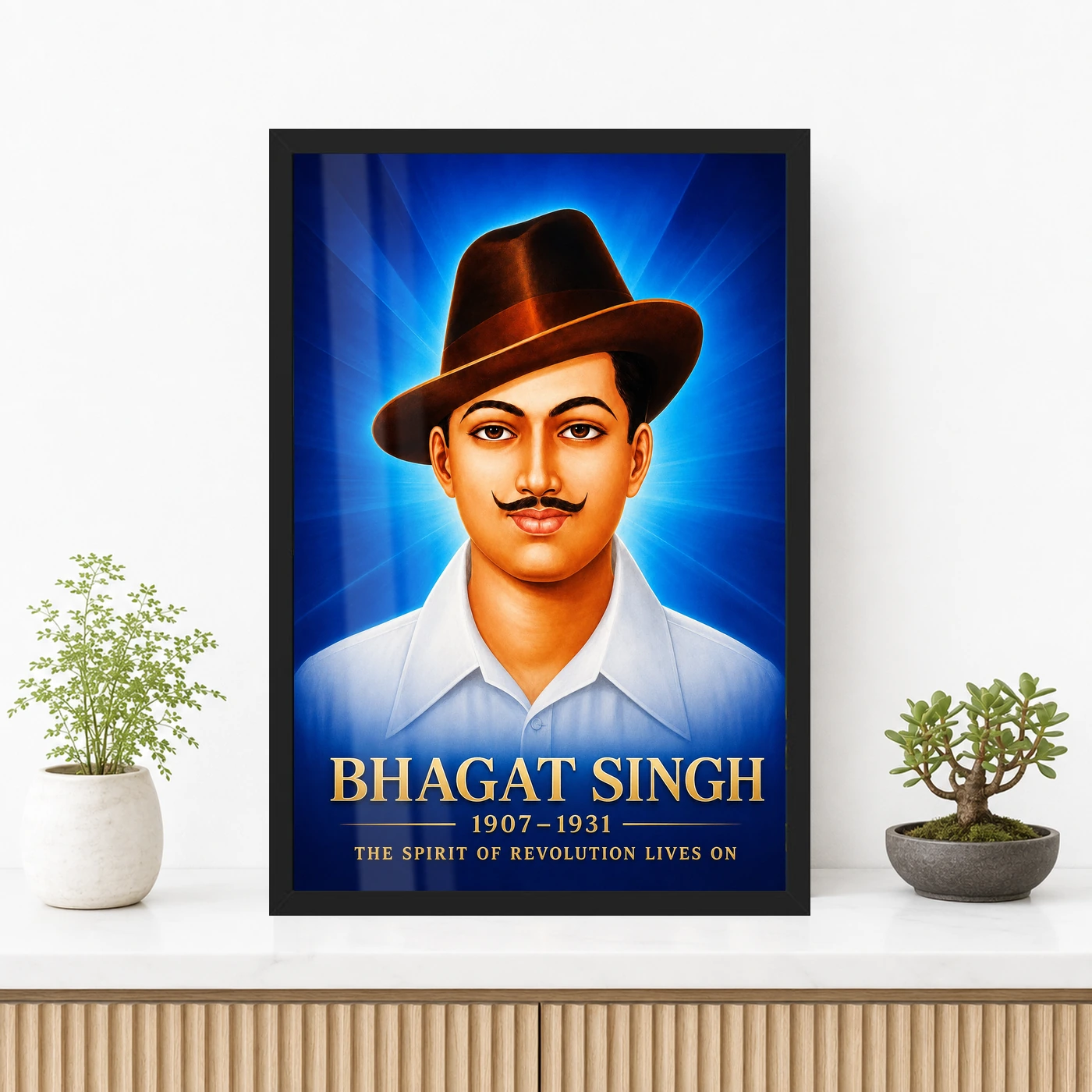 Bhagat Singh Spirit of Revolution Cobalt Portrait Photo Frame, view 3