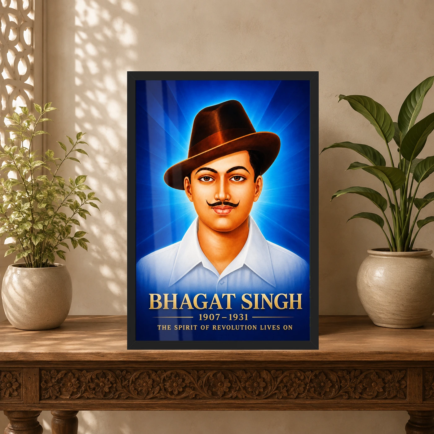 Bhagat Singh Spirit of Revolution Cobalt Portrait Photo Frame, view 5