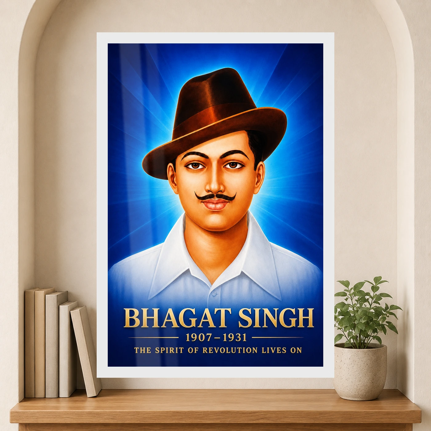 Bhagat Singh Spirit of Revolution Cobalt Portrait Photo Frame, view 6