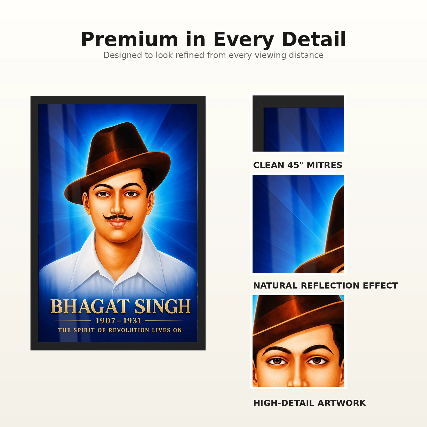 Bhagat Singh Spirit of Revolution Cobalt Portrait Photo Frame, view 9