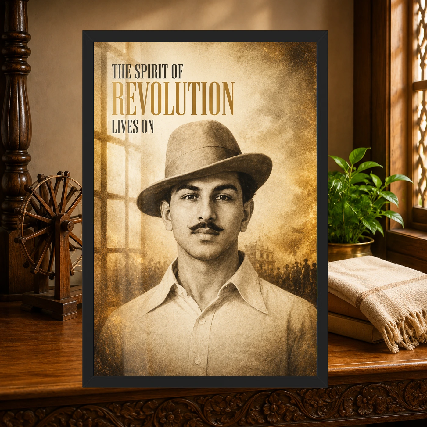 Bhagat Singh Spirit of Revolution Vintage Photo Frame, view 4