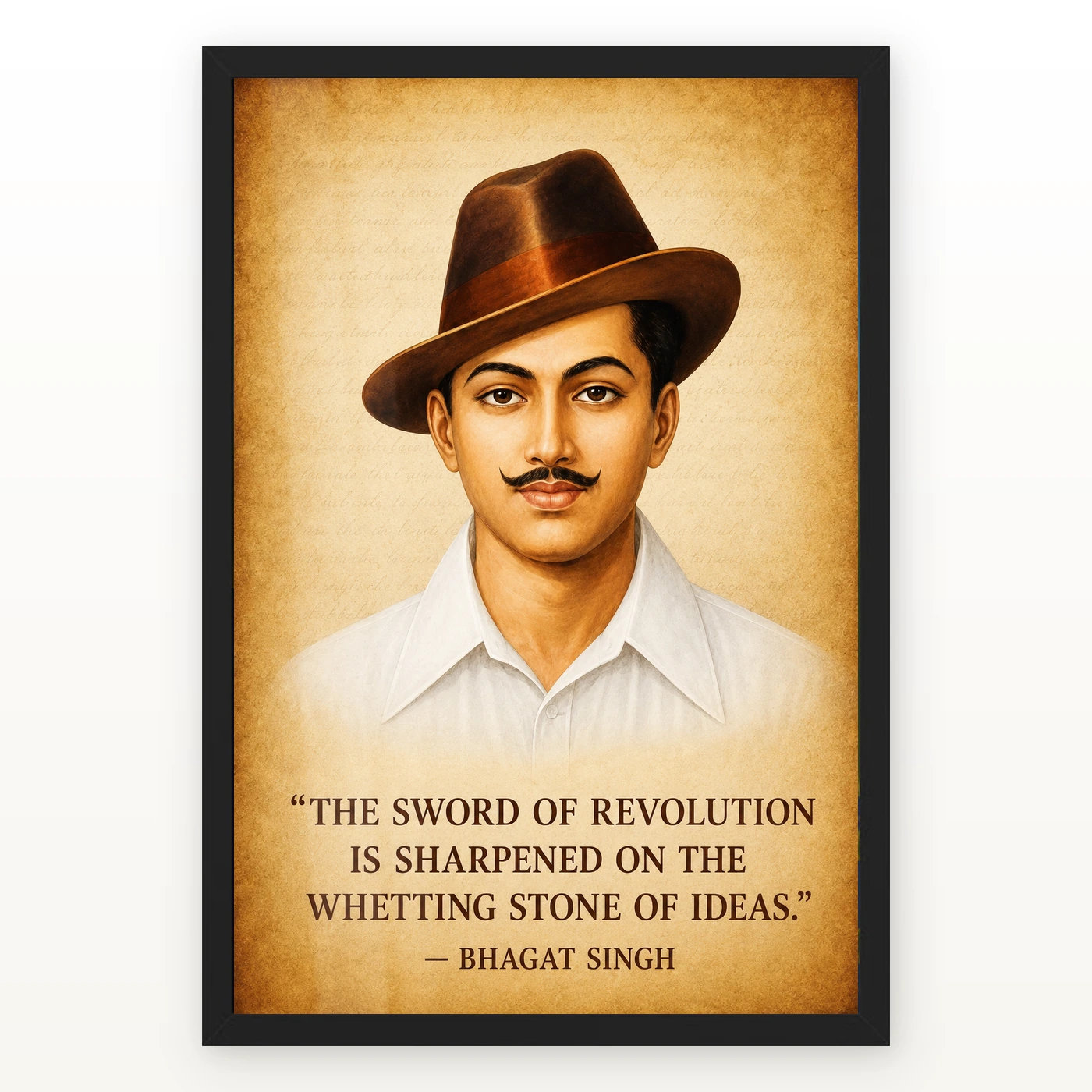 Bhagat Singh Sword of Revolution Parchment Quote Photo Frame