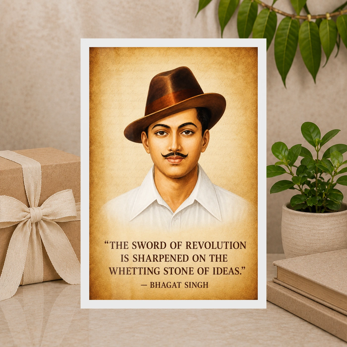 Bhagat Singh Sword of Revolution Parchment Quote Photo Frame, view 10