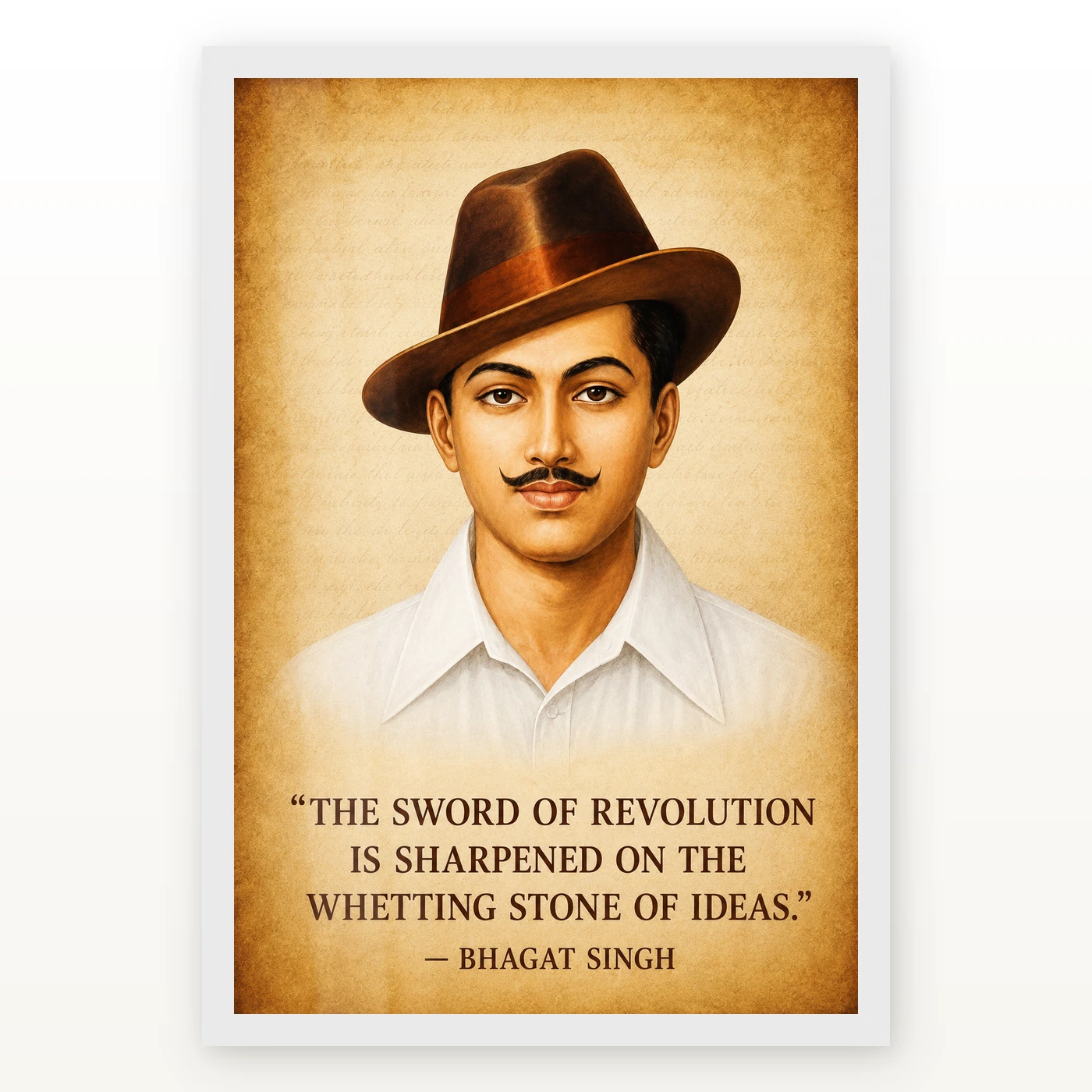 Bhagat Singh Sword of Revolution Parchment Quote Photo Frame, view 2
