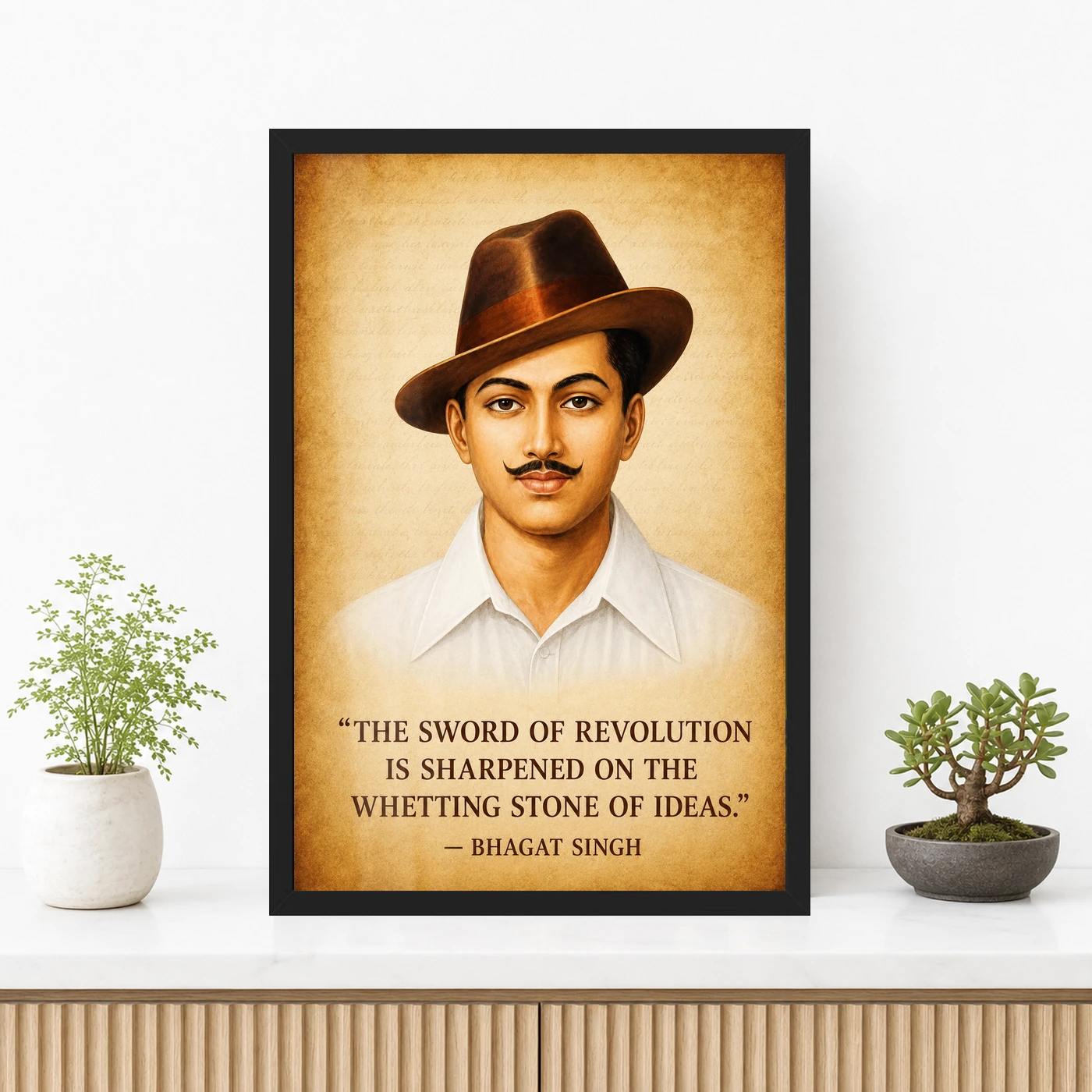 Bhagat Singh Sword of Revolution Parchment Quote Photo Frame, view 3