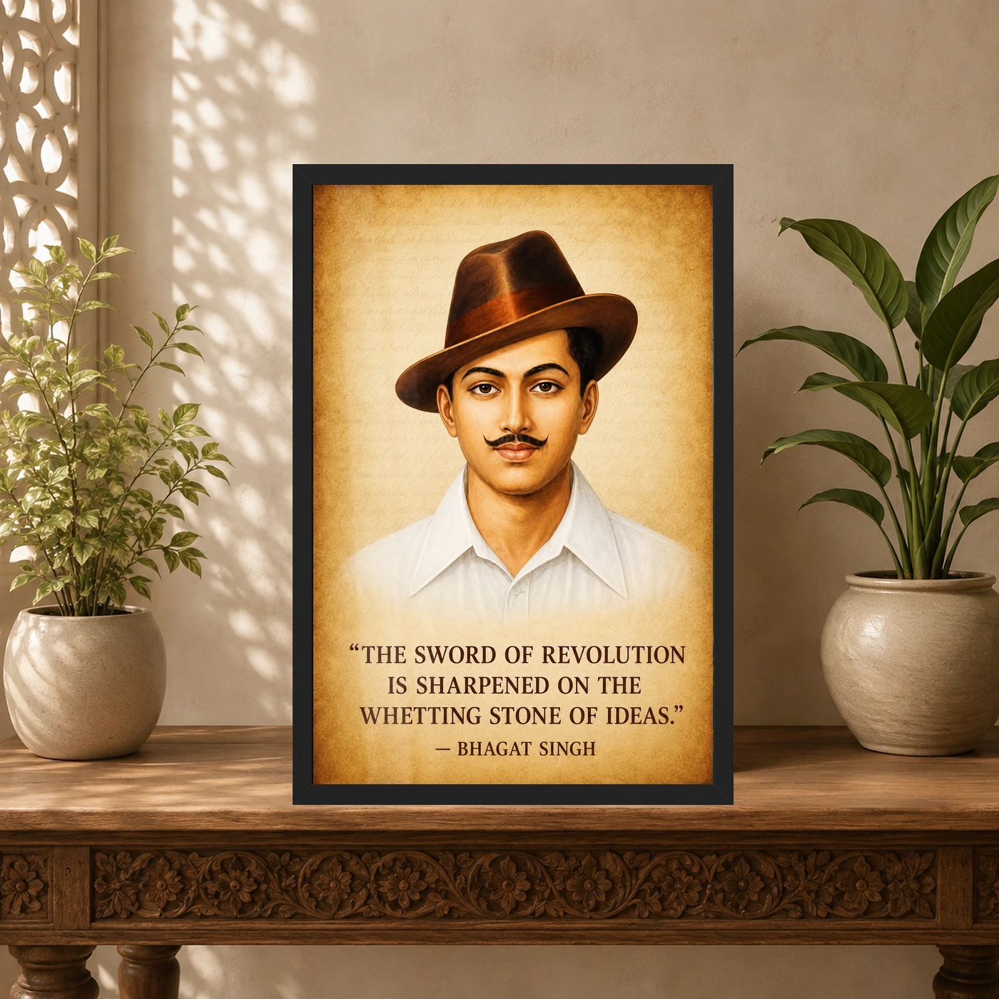 Bhagat Singh Sword of Revolution Parchment Quote Photo Frame, view 5