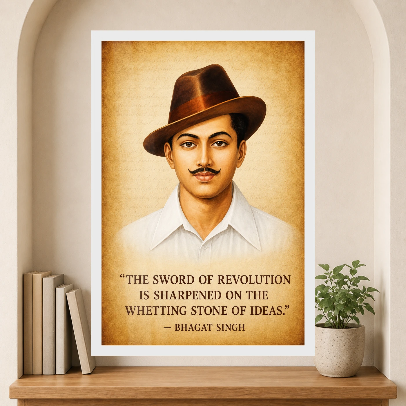 Bhagat Singh Sword of Revolution Parchment Quote Photo Frame, view 6
