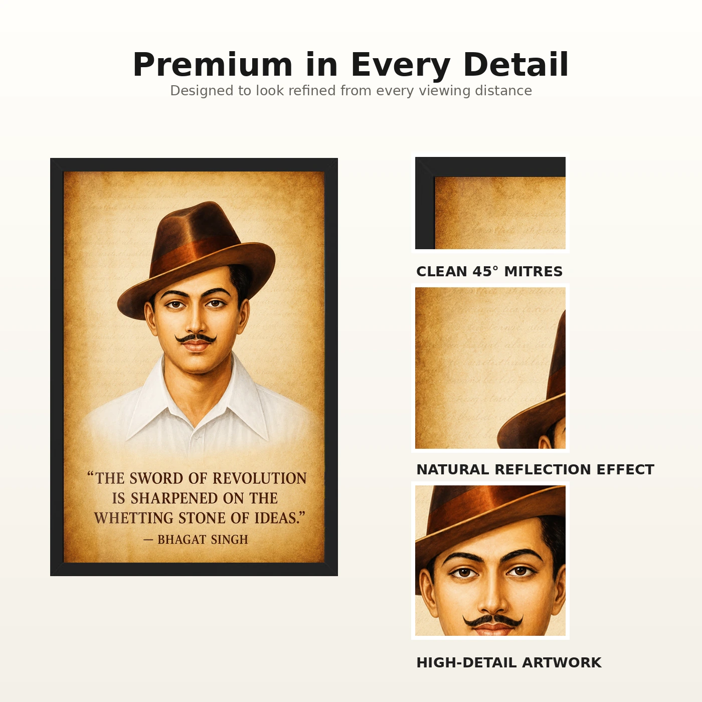 Bhagat Singh Sword of Revolution Parchment Quote Photo Frame, view 9
