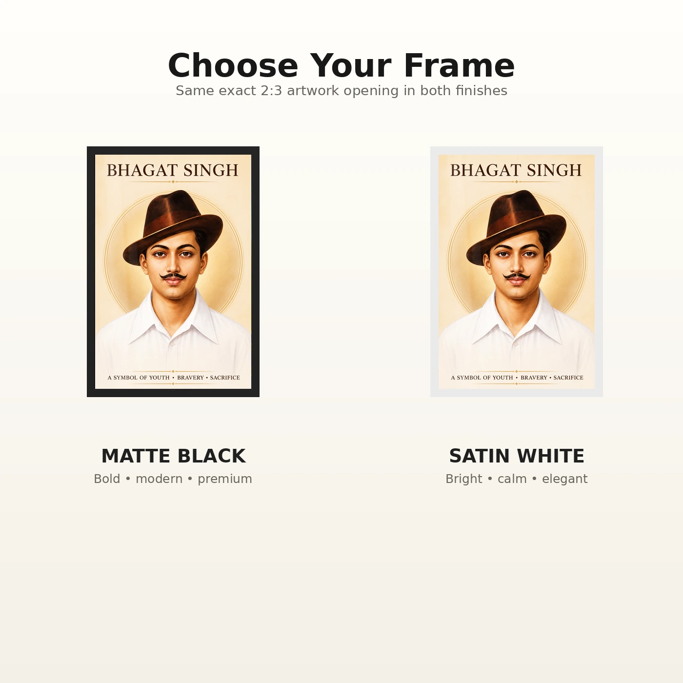 Bhagat Singh Symbol of Youth Ivory Gold Portrait Photo Frame, view 7