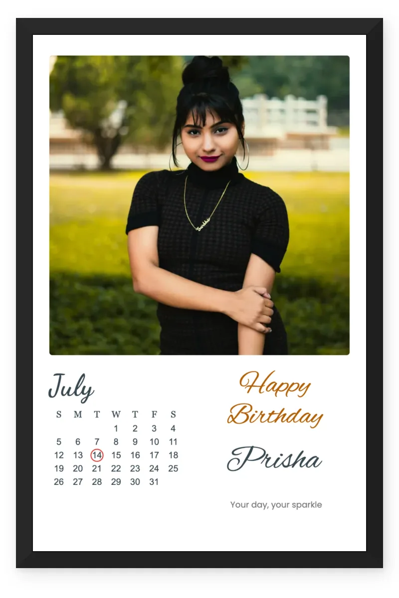 Birthday Calendar Photo Frame for Girlfriend with 1 Photo - For Her