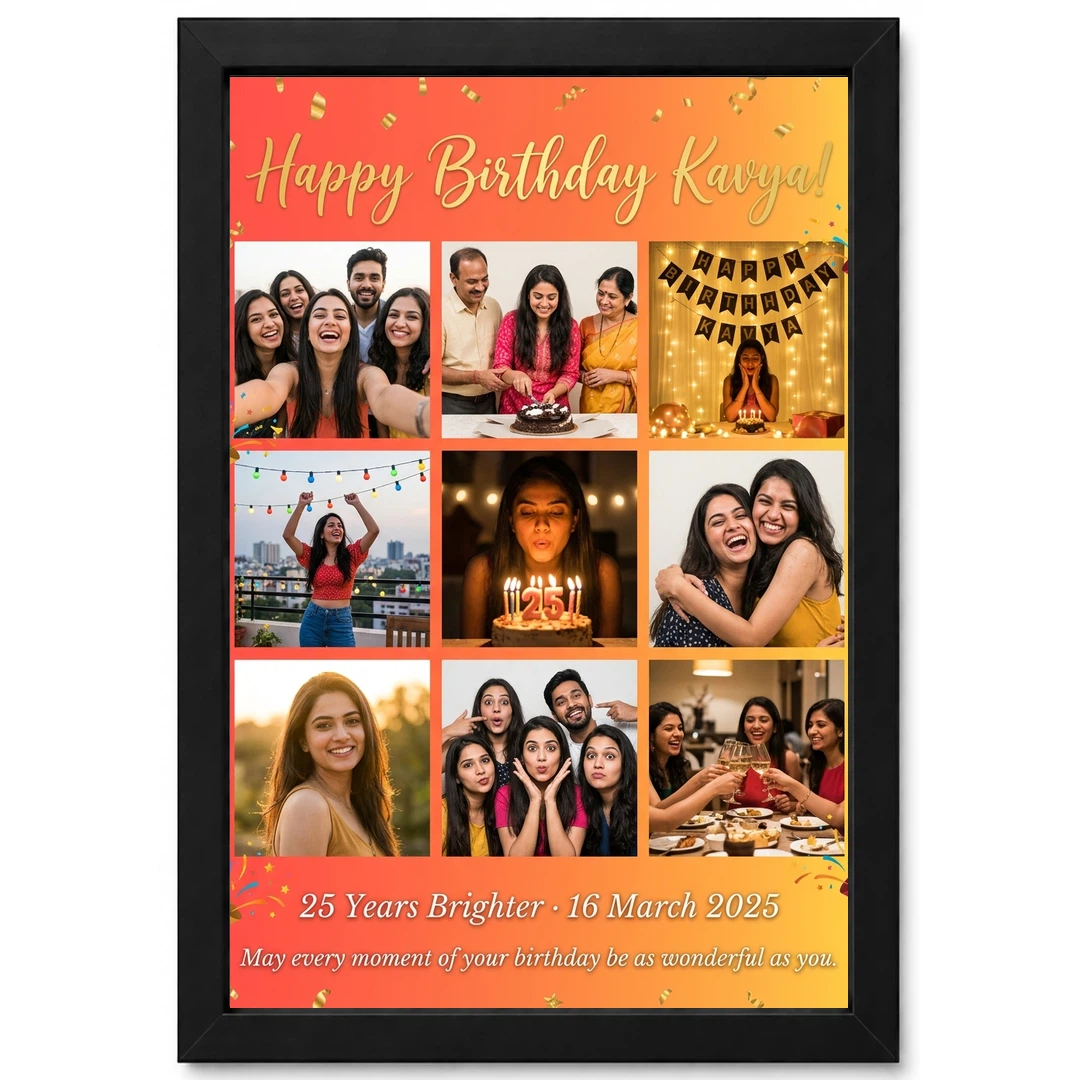 Birthday Collage Frame Design Colorful Celebration Multi Photo Frame