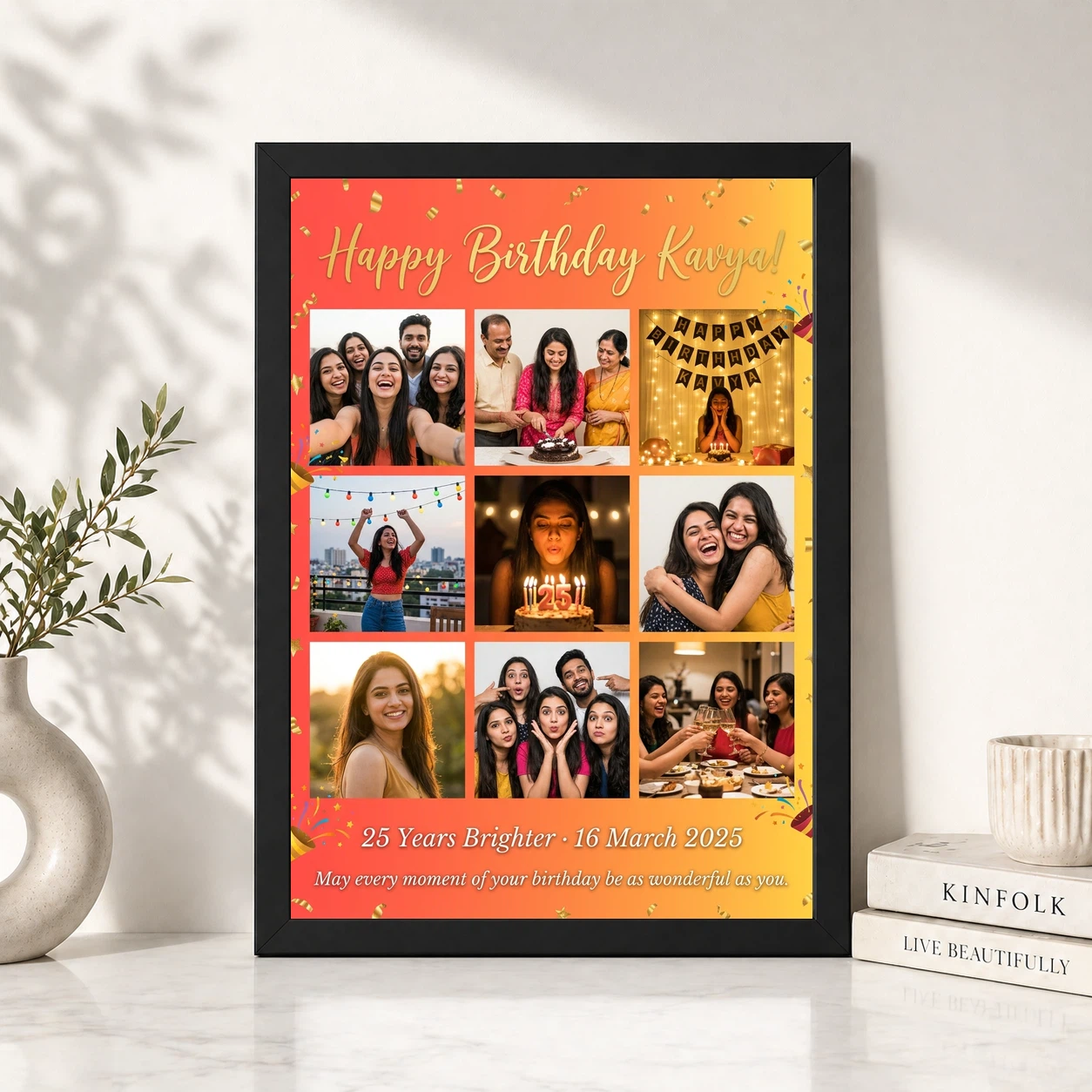 Birthday Collage Frame Design Colorful Celebration Multi Photo Frame, view 4