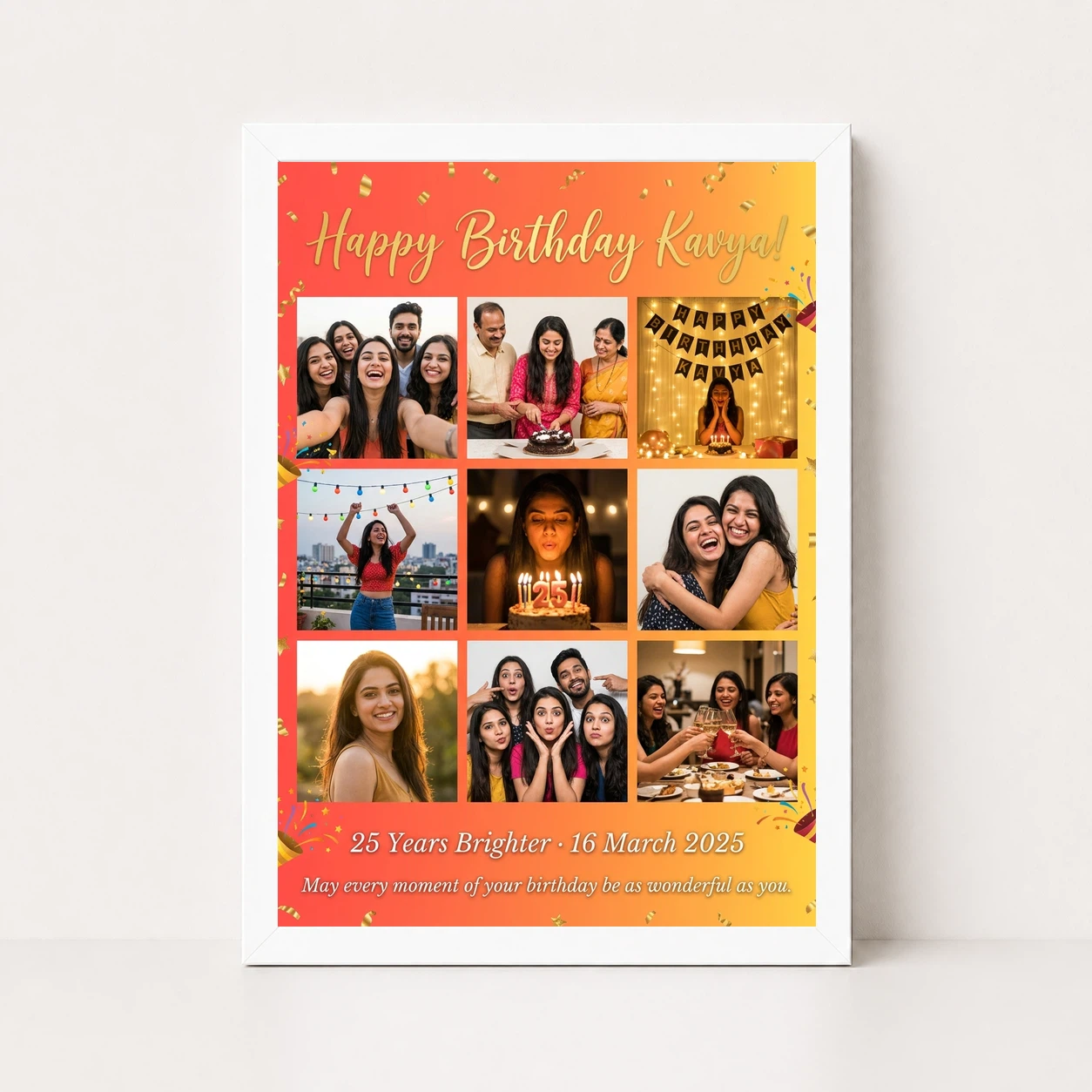 Birthday Collage Frame Design Colorful Celebration Multi Photo Frame, view 5