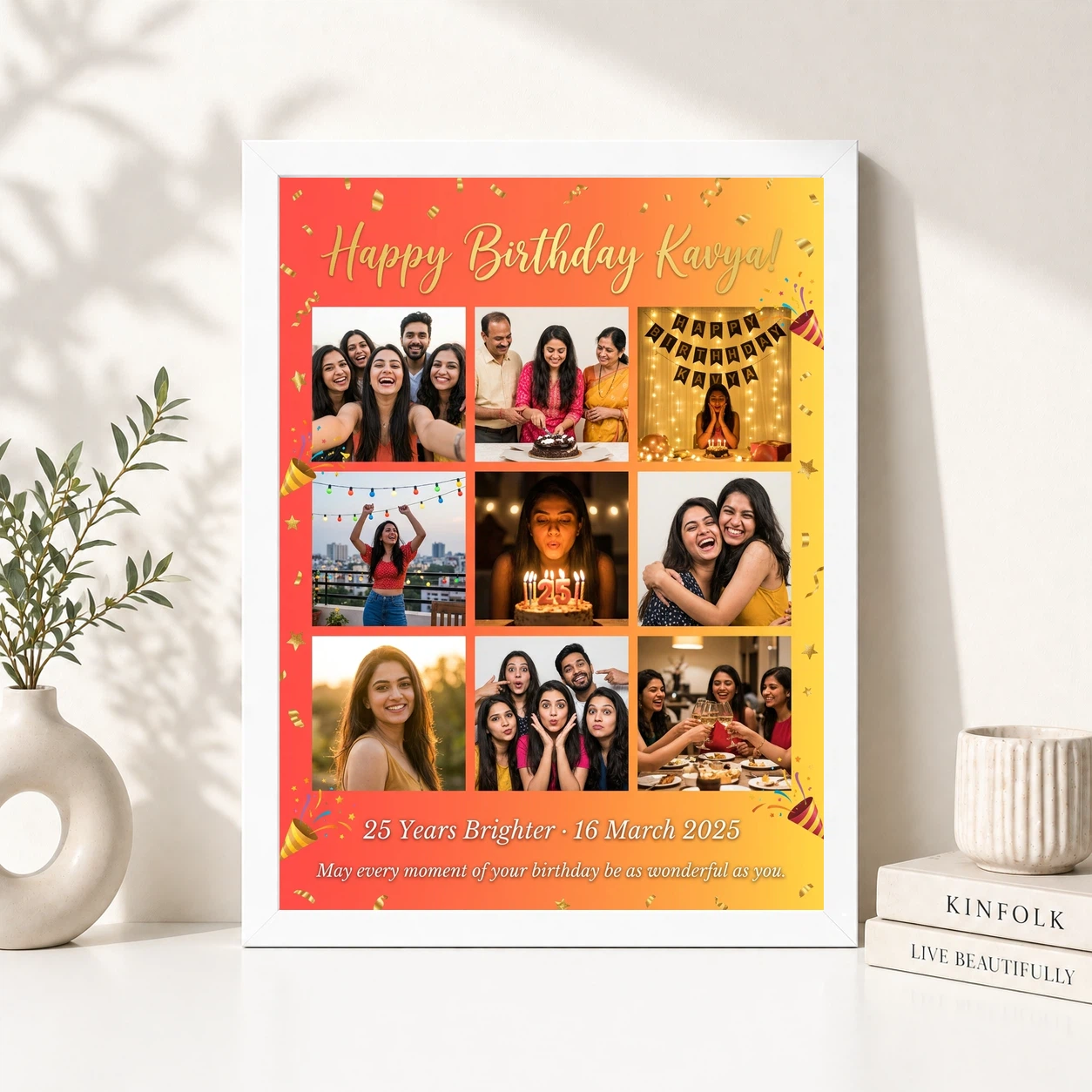 Birthday Collage Frame Design Colorful Celebration Multi Photo Frame, view 8