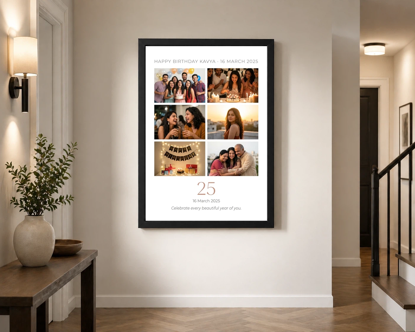 Birthday Collage Frame Design Golden Balloon Festive Photo Frame, view 2