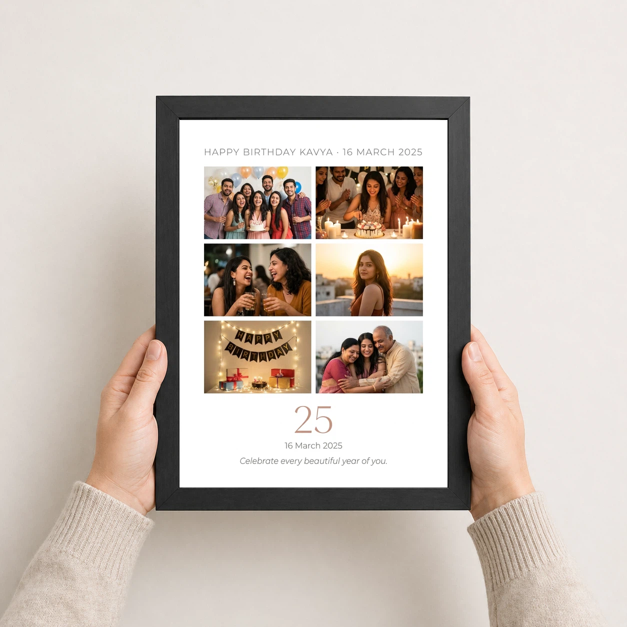 Birthday Collage Frame Design Golden Balloon Festive Photo Frame, view 3