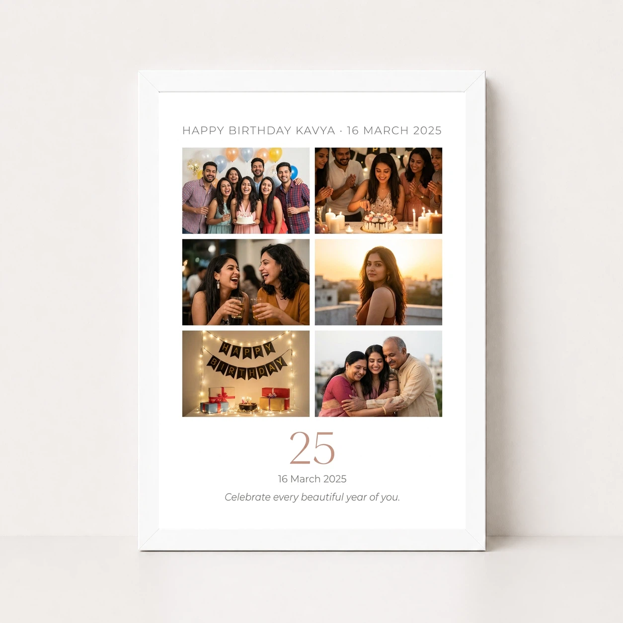Birthday Collage Frame Design Golden Balloon Festive Photo Frame, view 5