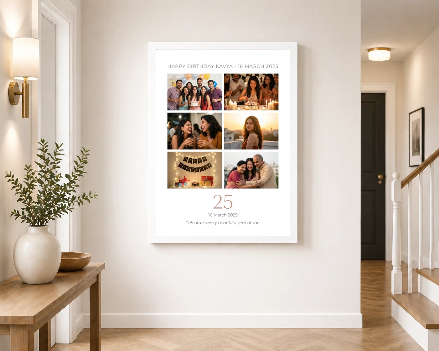 Birthday Collage Frame Design Golden Balloon Festive Photo Frame, view 6
