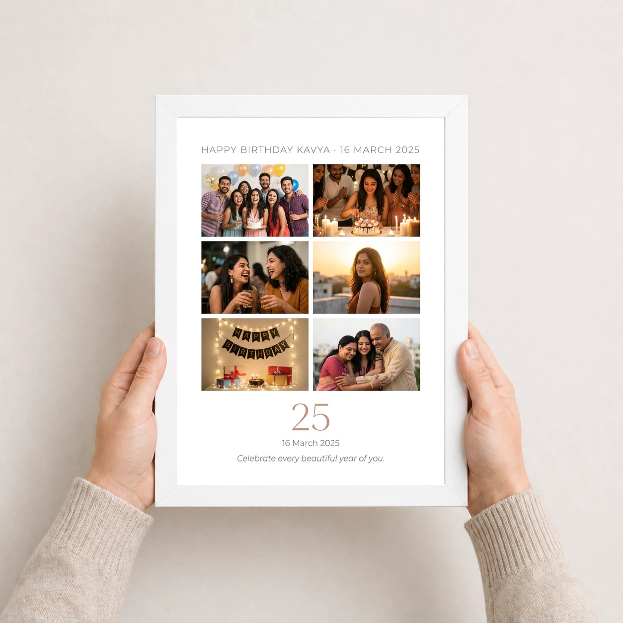 Birthday Collage Frame Design Golden Balloon Festive Photo Frame, view 7