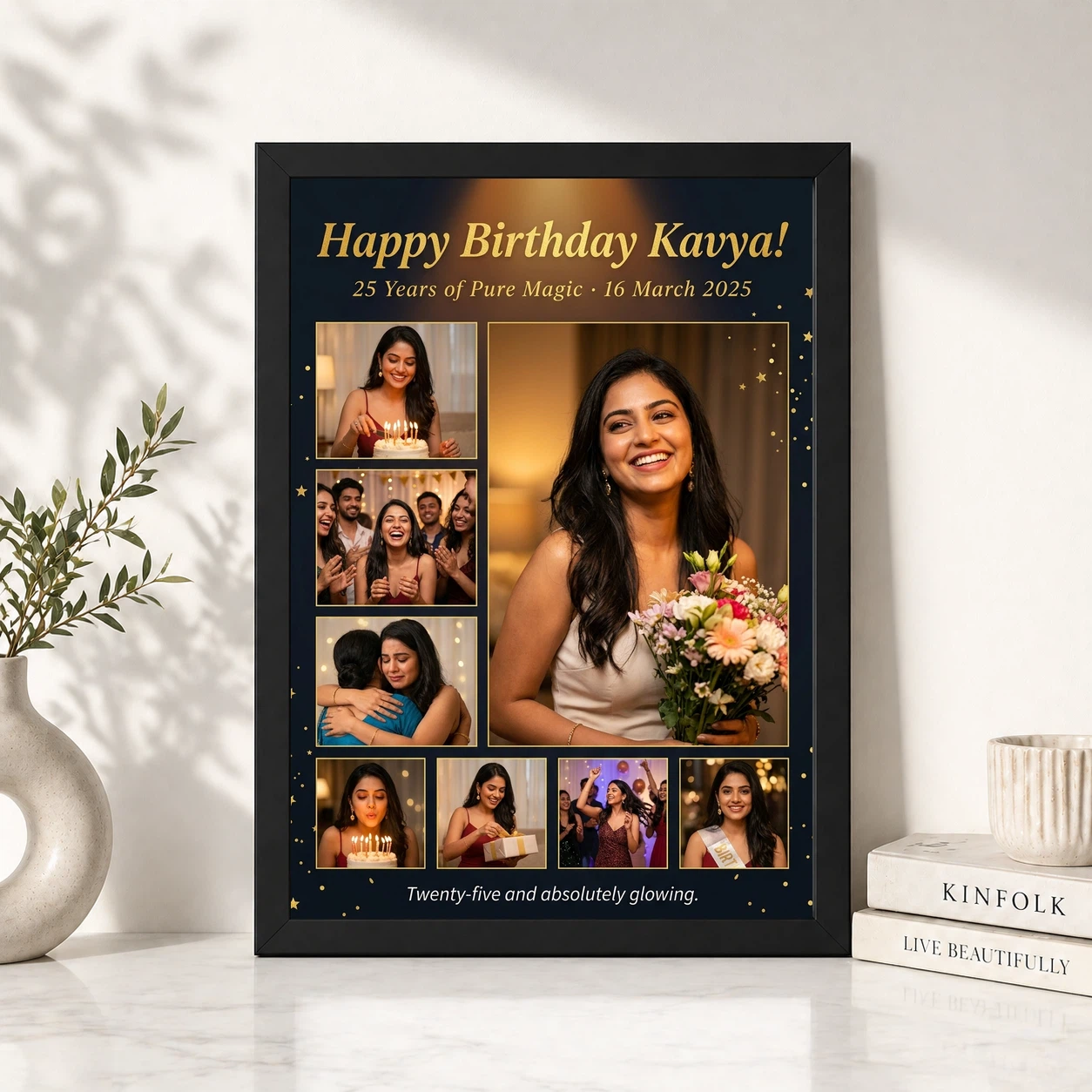 Birthday Collage Frame Design Pastel Festive Memories Photo Frame, view 4