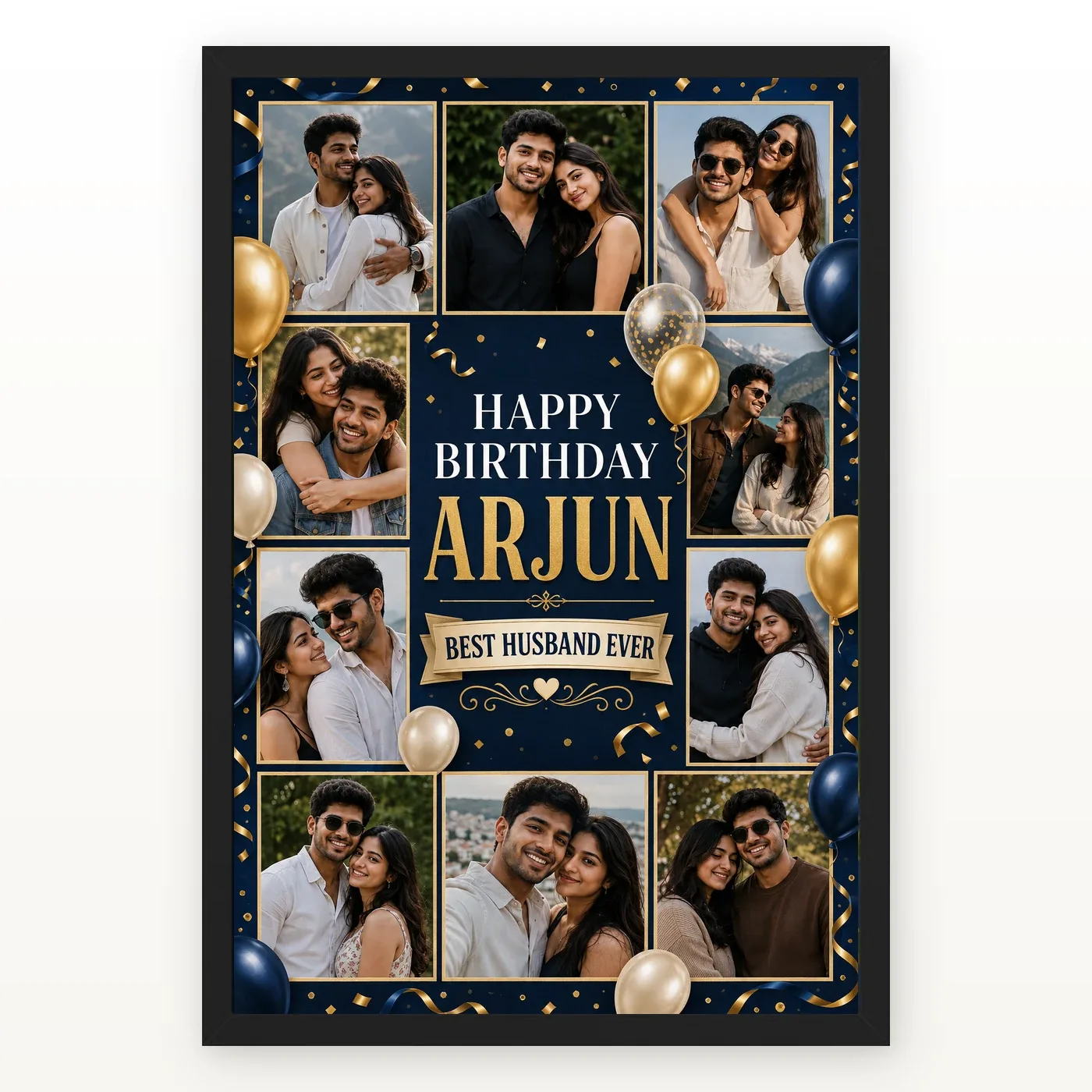 Birthday Frame for Husband Multi Photo Balloon Theme