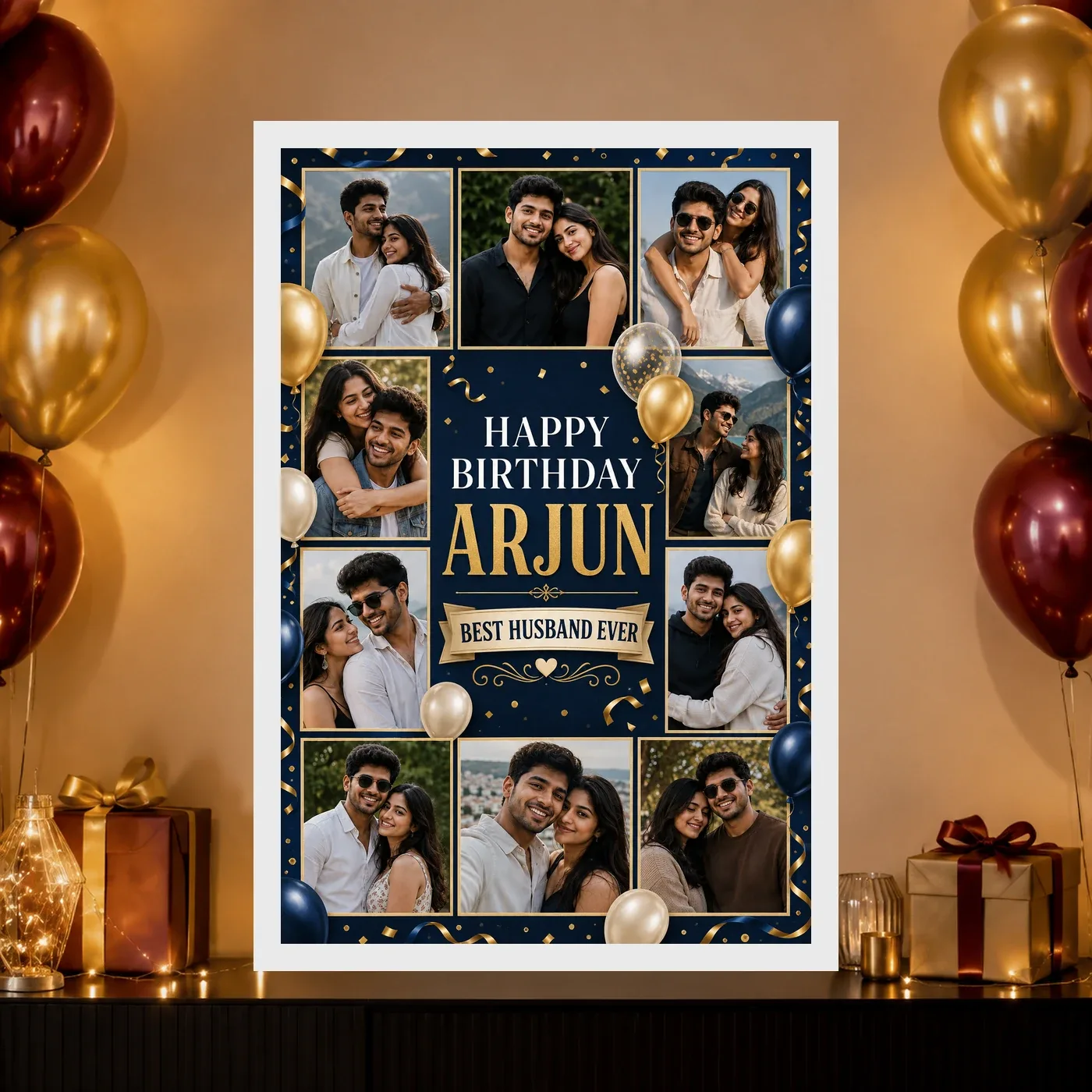 Birthday Frame for Husband Multi Photo Balloon Theme, view 10