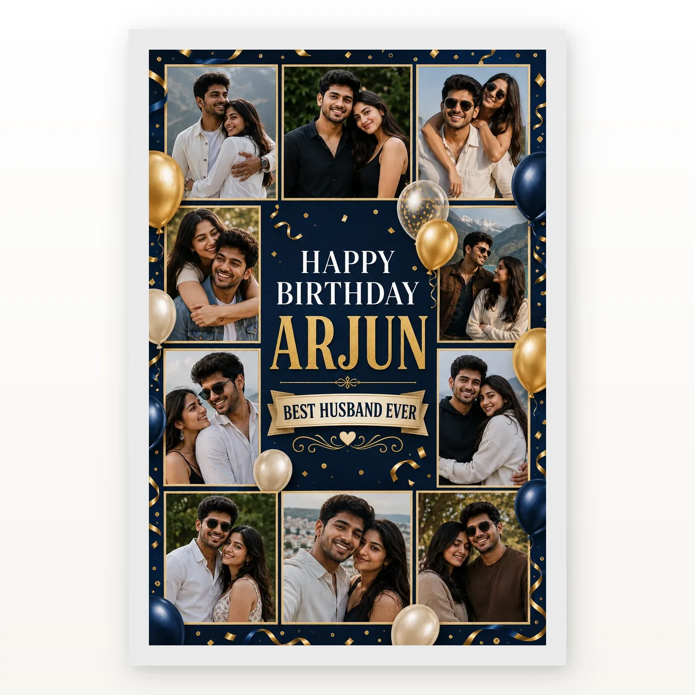 Birthday Frame for Husband Multi Photo Balloon Theme, view 2