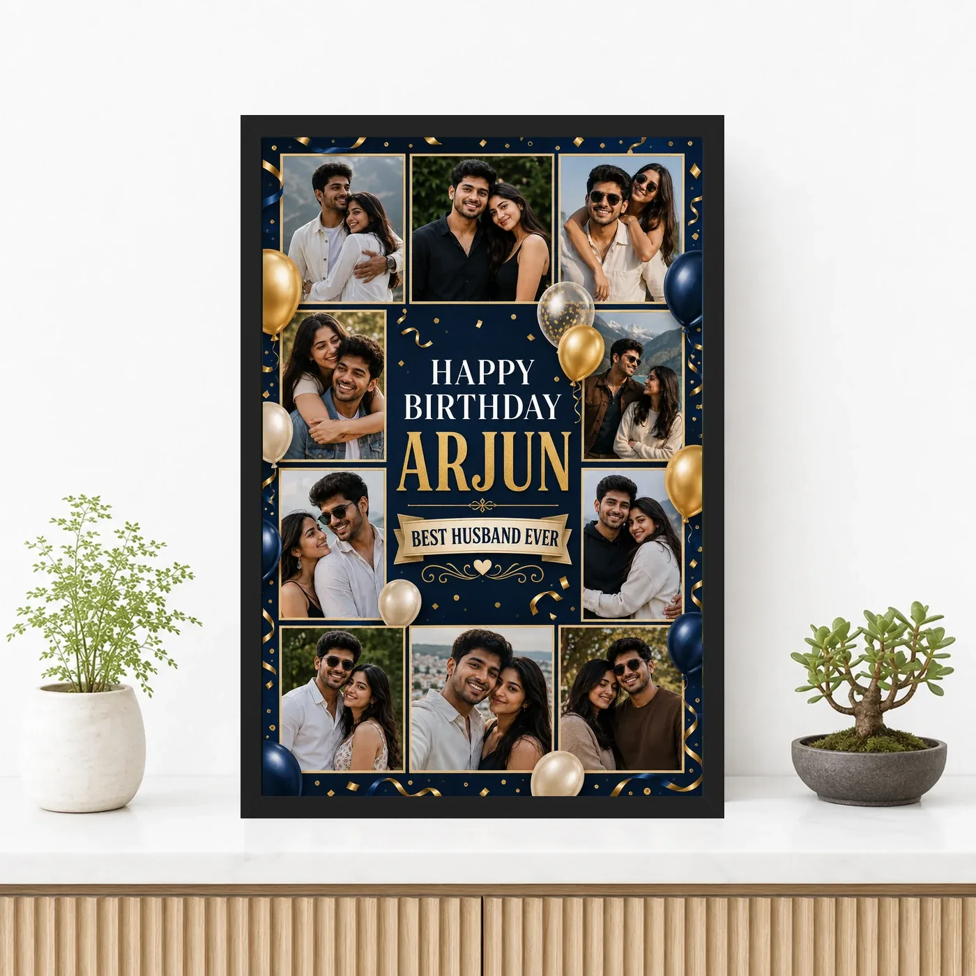 Birthday Frame for Husband Multi Photo Balloon Theme, view 3