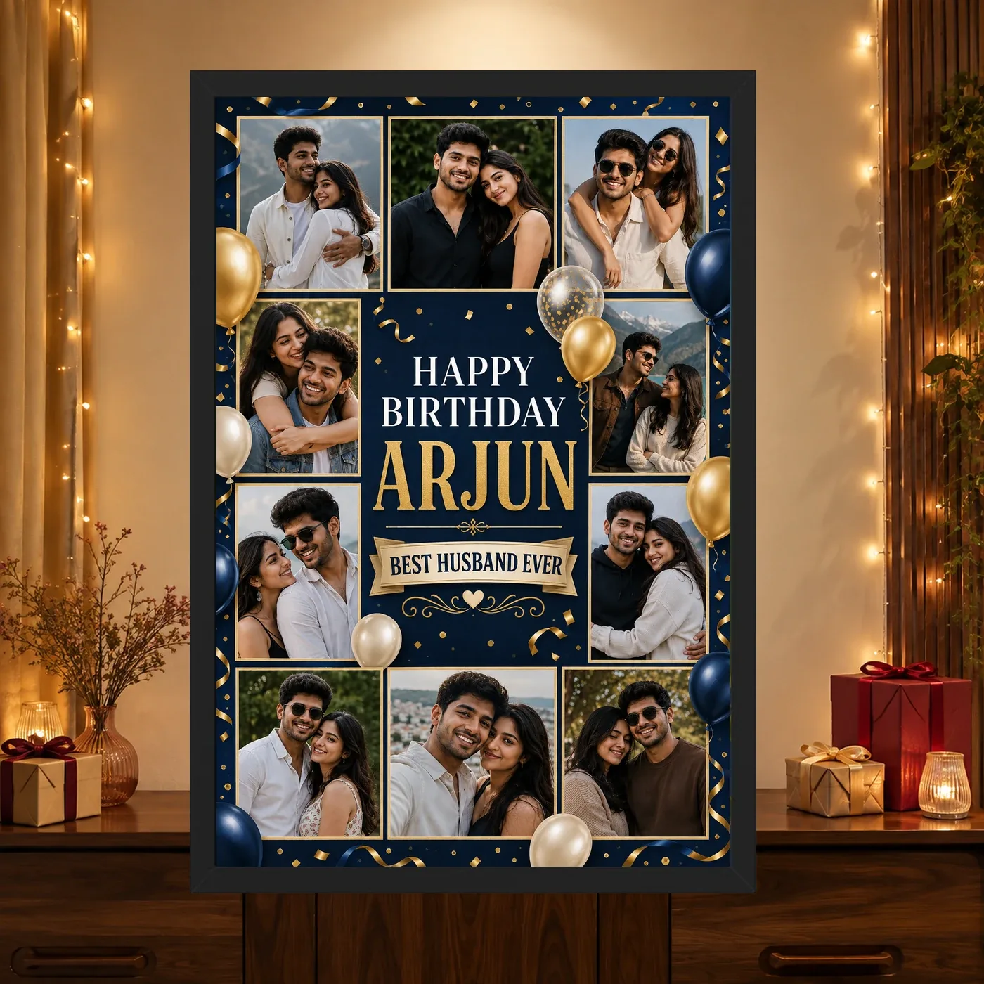 Birthday Frame for Husband Multi Photo Balloon Theme, view 4
