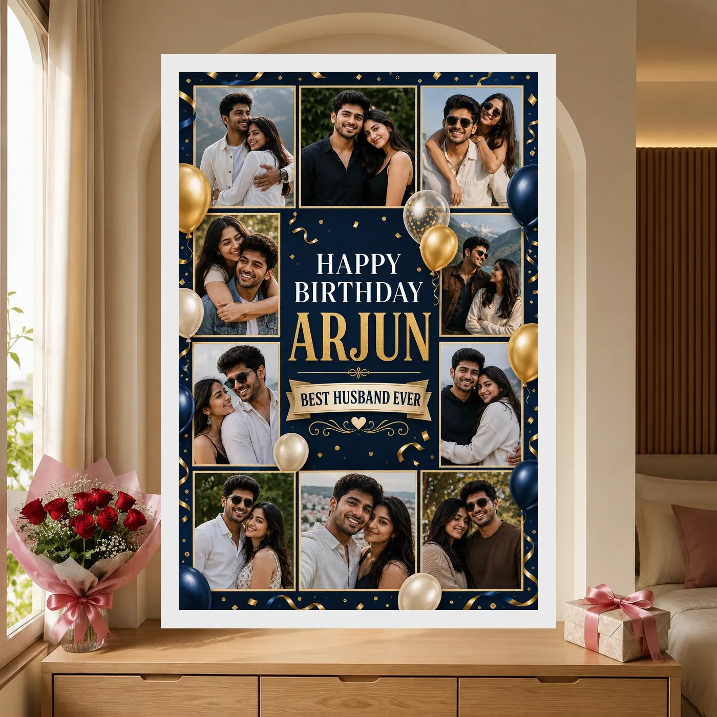 Birthday Frame for Husband Multi Photo Balloon Theme, view 6