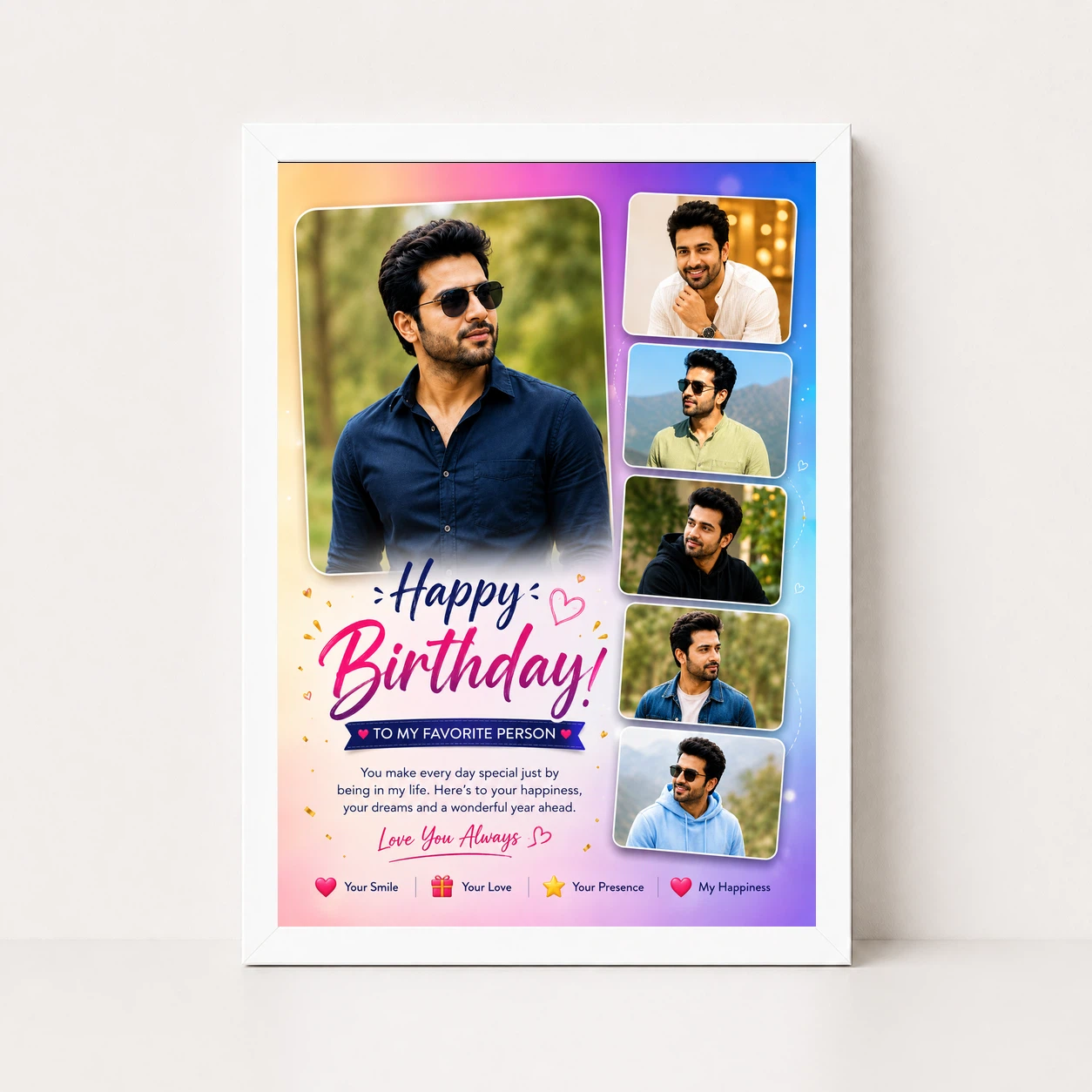 Birthday Gift for Boyfriend Photo Frame Romantic Couple, view 11