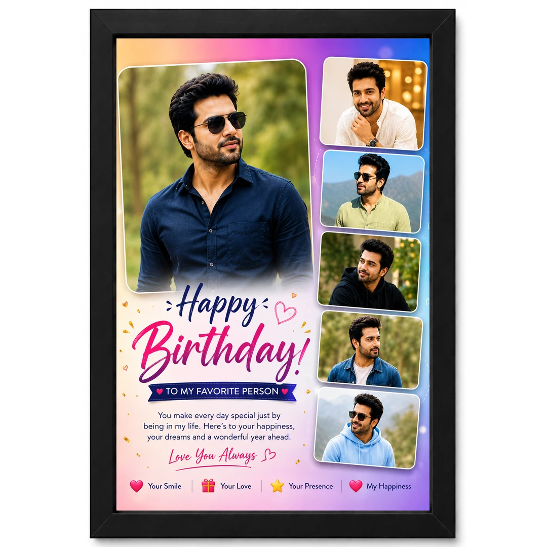 Birthday Gift for Boyfriend Photo Frame Romantic Couple, view 12