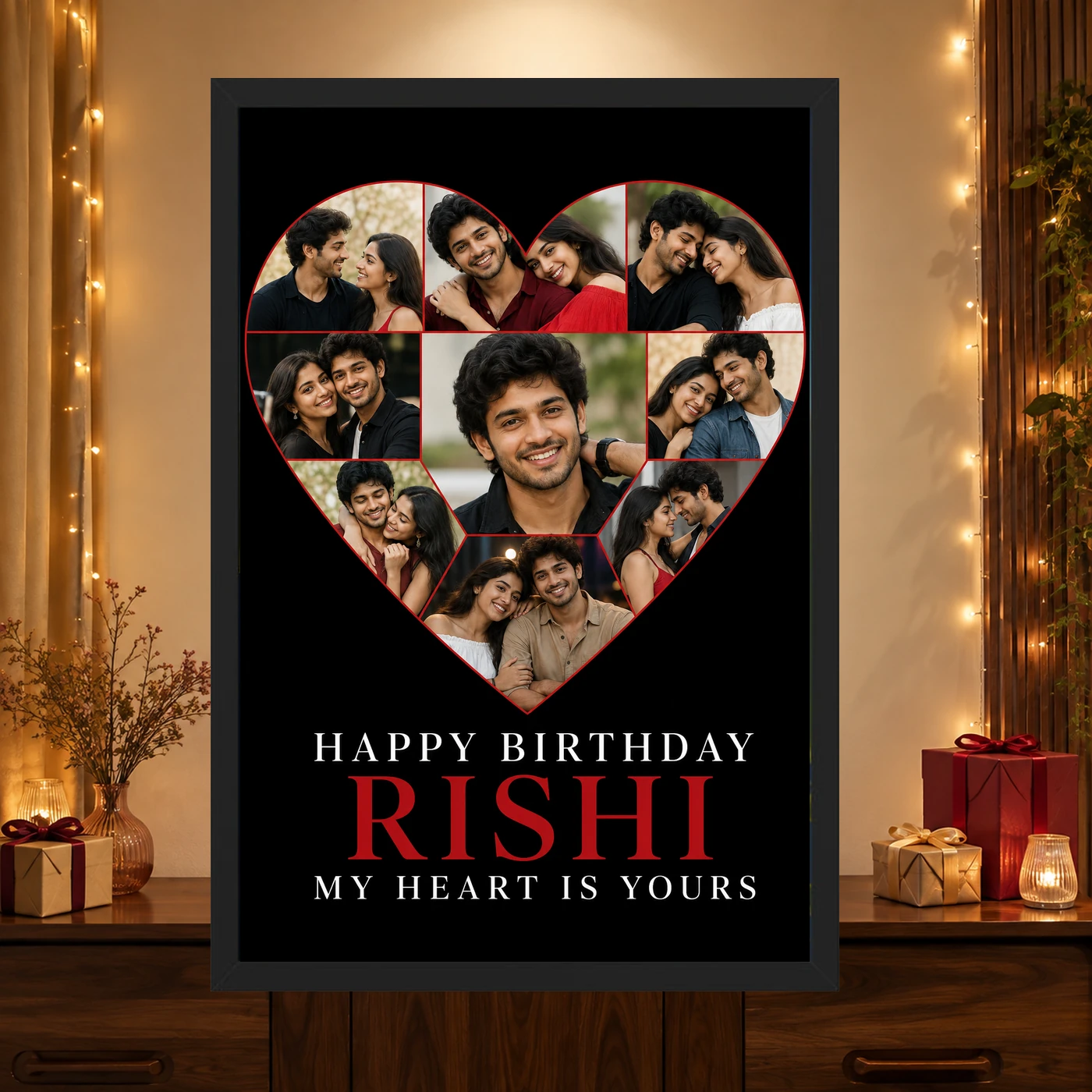 Birthday Gift for Boyfriend Photo Frame Romantic Couple, view 4