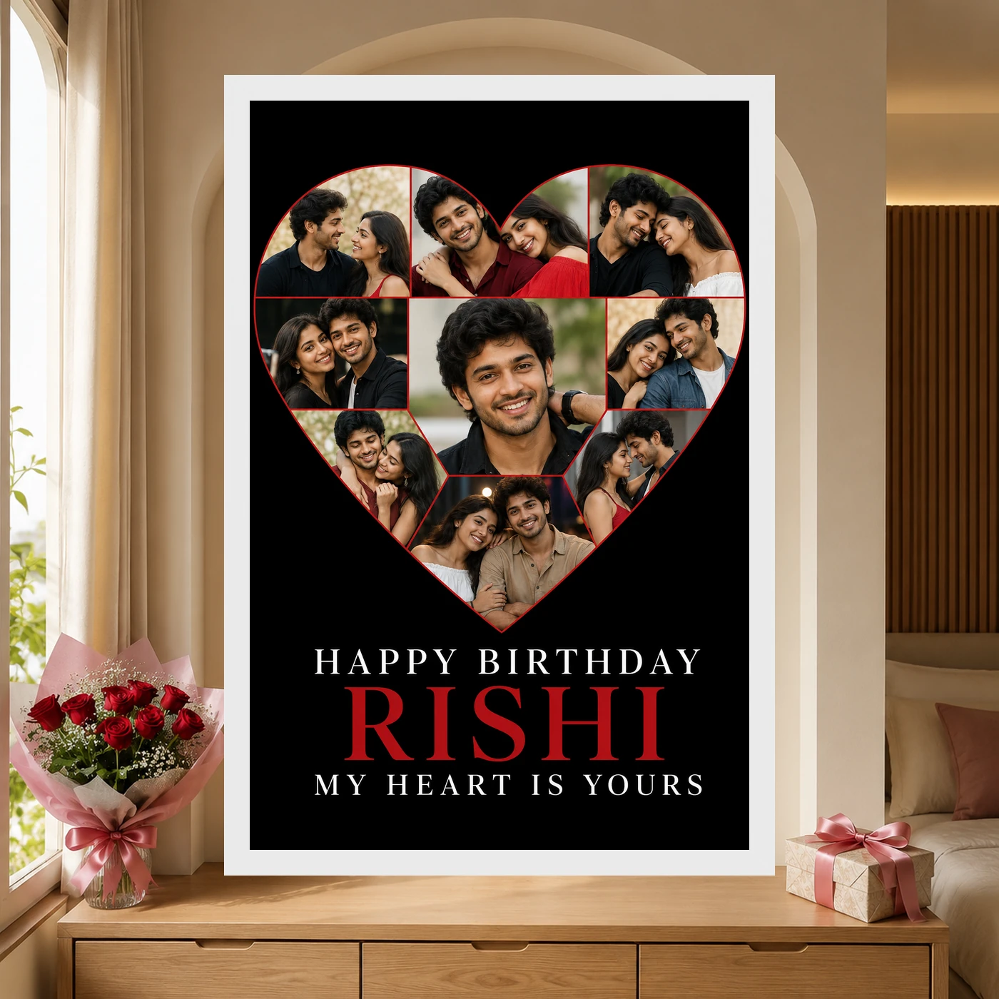 Birthday Gift for Boyfriend Photo Frame Romantic Couple, view 6