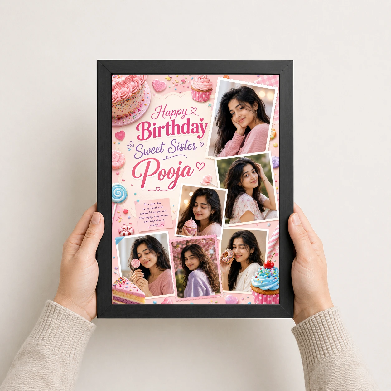 Birthday Gift Phone Frame for Sister Dessert Theme, view 3
