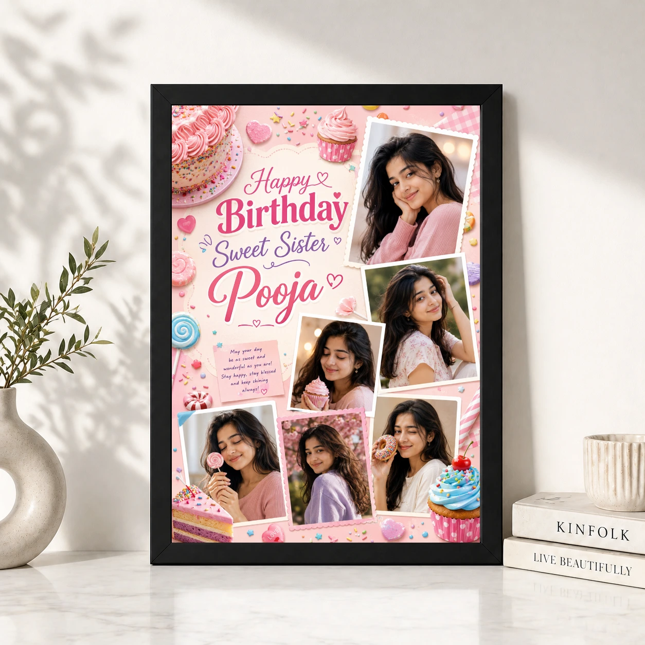 Birthday Gift Phone Frame for Sister Dessert Theme, view 4