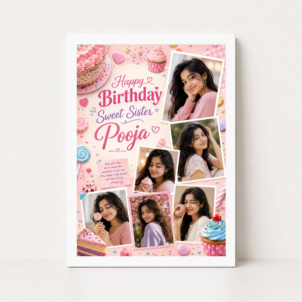 Birthday Gift Phone Frame for Sister Dessert Theme, view 5