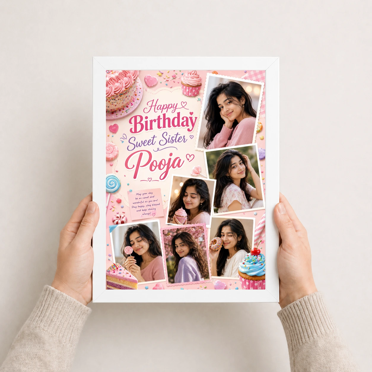 Birthday Gift Phone Frame for Sister Dessert Theme, view 7
