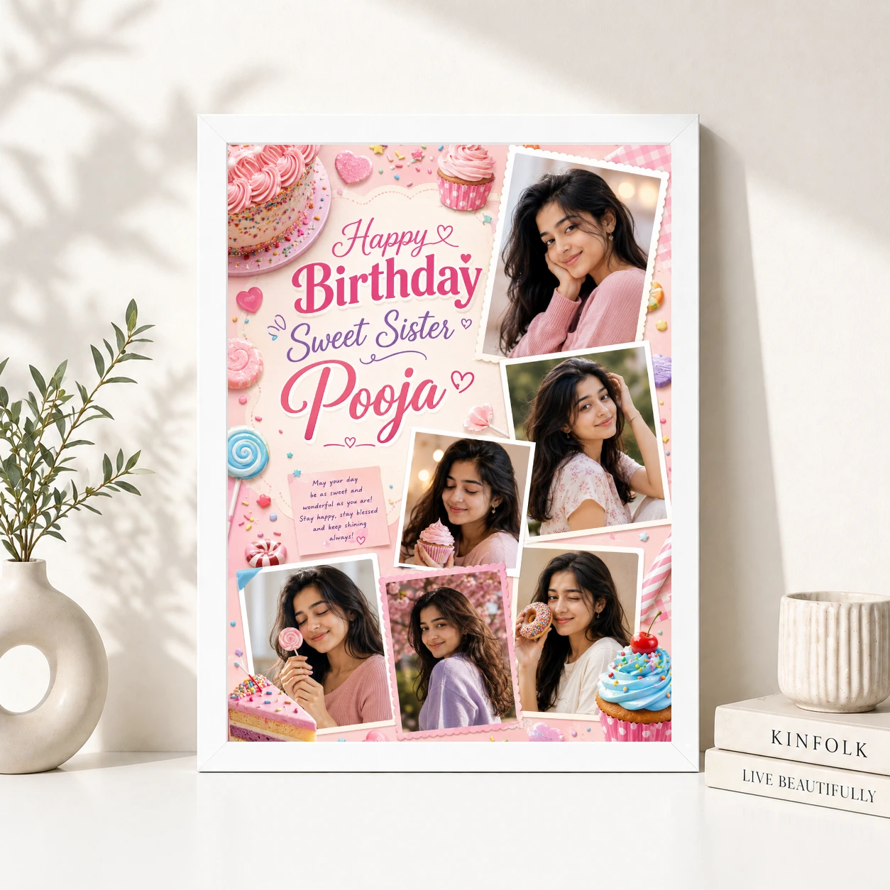 Birthday Gift Phone Frame for Sister Dessert Theme, view 8