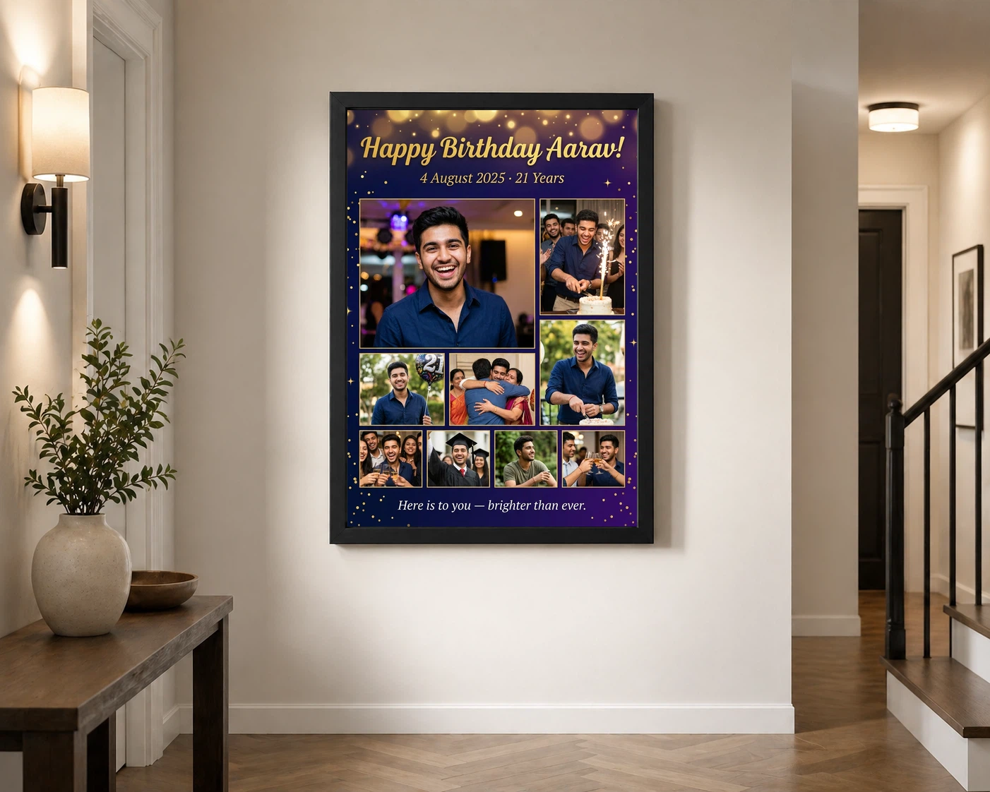 Birthday Photo Frame Collage Floral Elegant Celebration Photo Frame, view 2