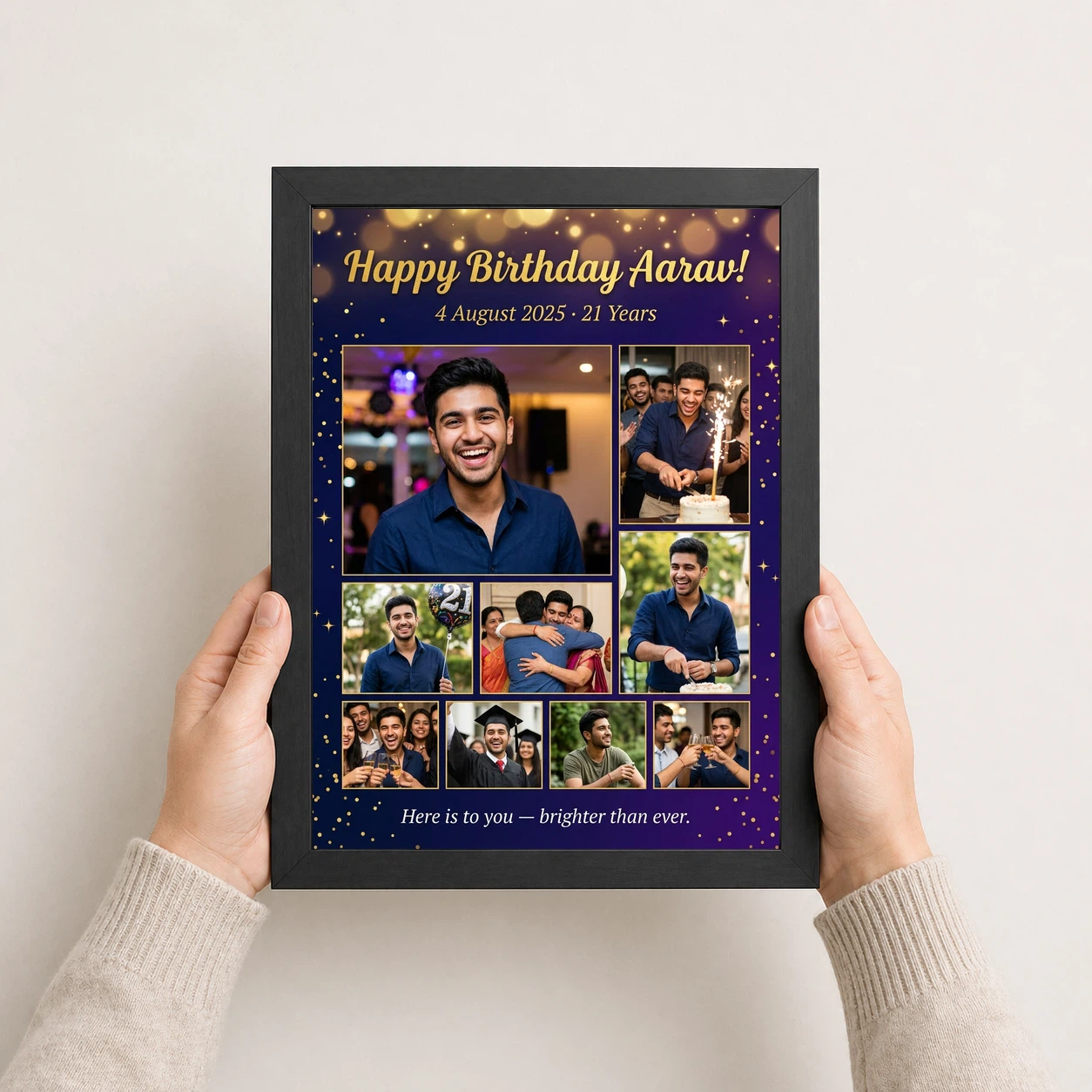 Birthday Photo Frame Collage Floral Elegant Celebration Photo Frame, view 3