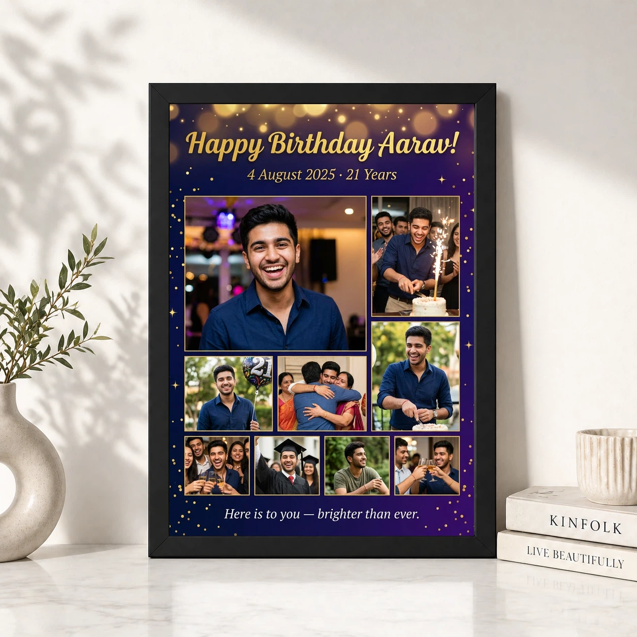 Birthday Photo Frame Collage Floral Elegant Celebration Photo Frame, view 4