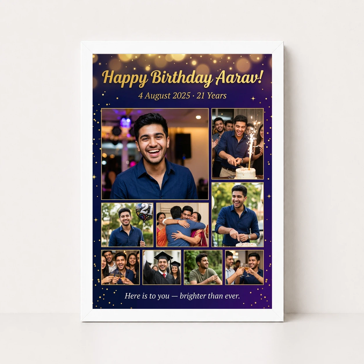 Birthday Photo Frame Collage Floral Elegant Celebration Photo Frame, view 5